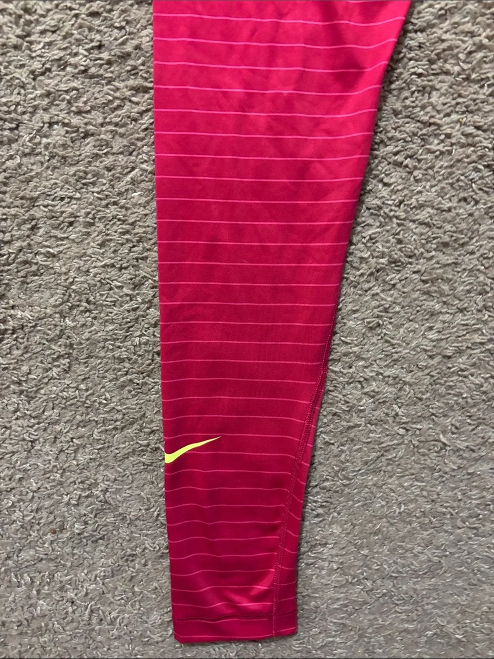 Nike Pro Dri-Fit Womans Md Pink Stripe Compression Tights with Lime Waistband